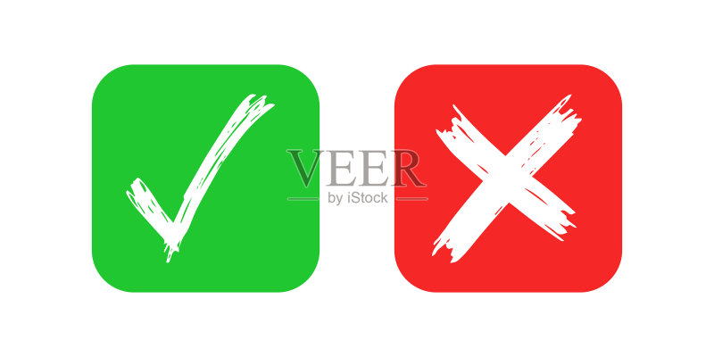 手绘对勾和叉号元素图标素材