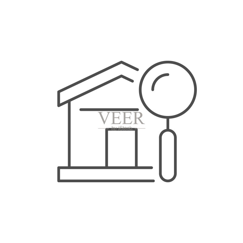 房屋搜索线性轮廓图标图标素材