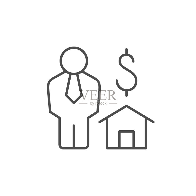 房地产中介线性轮廓图标图标素材