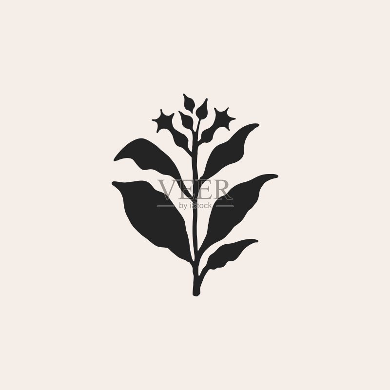 烟草树花香烟复古矢量图标插画图标素材