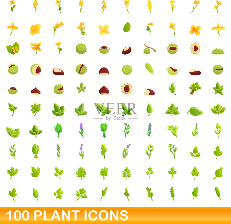 100个植物图标合集（卡通风格）图标素材
