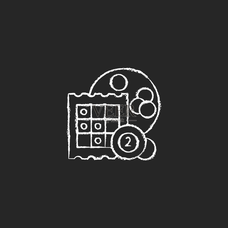 深色背景上的宾果游戏粉笔白色图标图标素材
