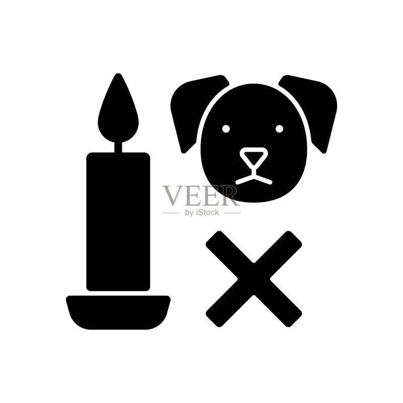 宠物蜡烛安全黑色标志标签图标图标素材