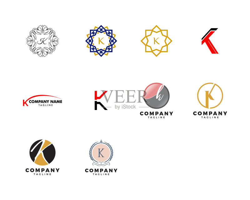 首字母K logo设计模板套装图标素材