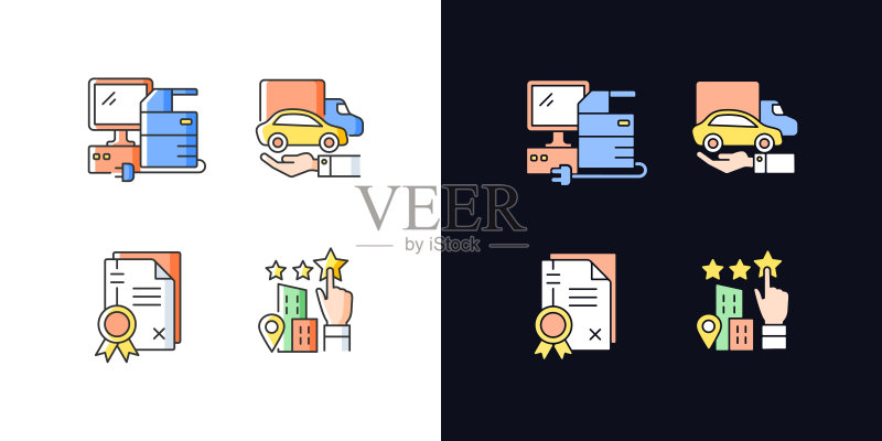 公司形象浅色和深色主题RGB彩色图标集图标素材