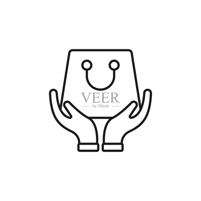 带有手部图标设计的购物袋图标素材