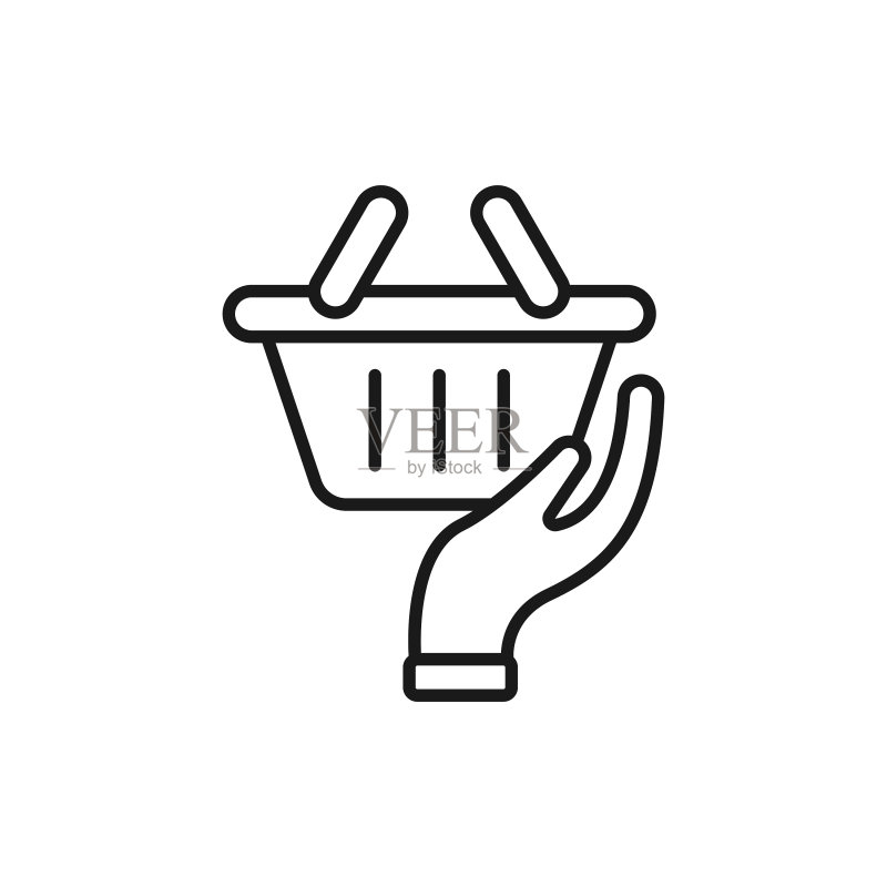 带手形图标的购物车设计图标素材