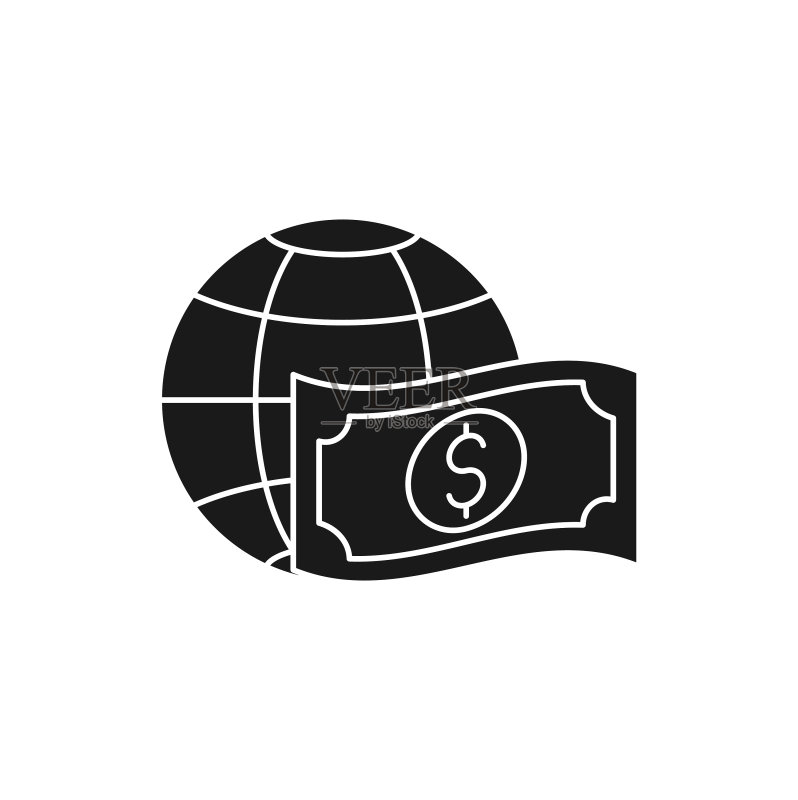 带有地球仪图标设计的金钱与美元地球仪图标素材