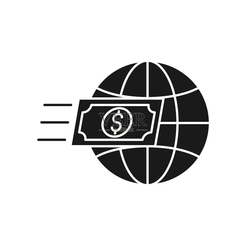 带有地球仪图标设计的金钱与美元地球仪图标素材