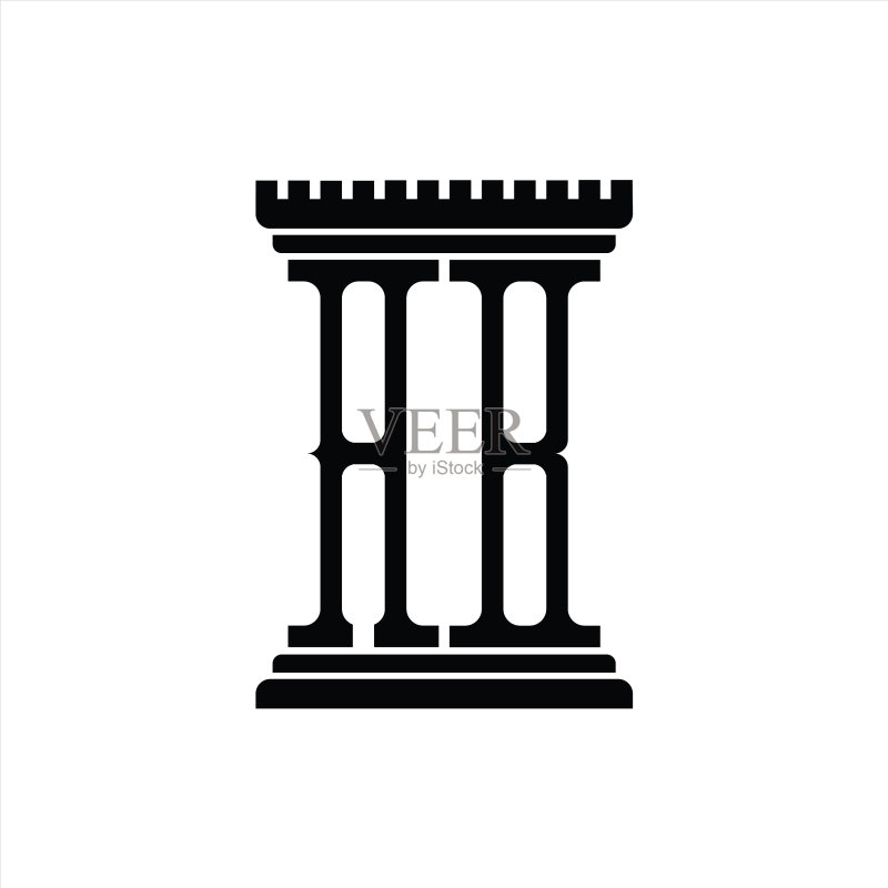 带有柱形设计的AB字母组合标志图标素材