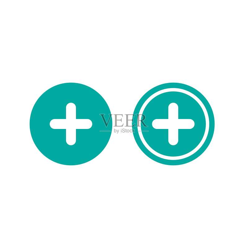 蓝色圆圈中的白色十字扁平矢量图标图标素材