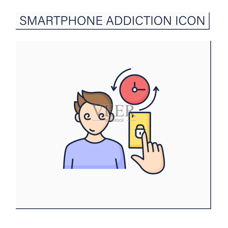 智能手机成瘾彩色图标图标素材