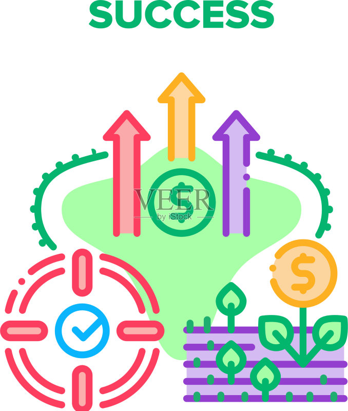 成功的金融概念彩色图标素材