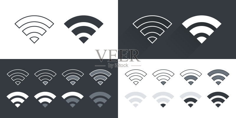 无线网络图标：无线网络图标集，矢量图图标素材