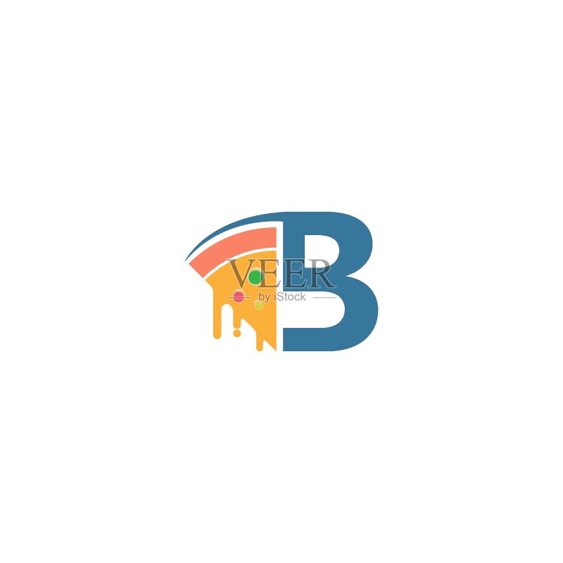 带有披萨图标的字母B矢量标志图标素材