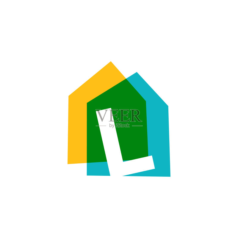 字母L房屋家居重叠彩色logo图标图标素材
