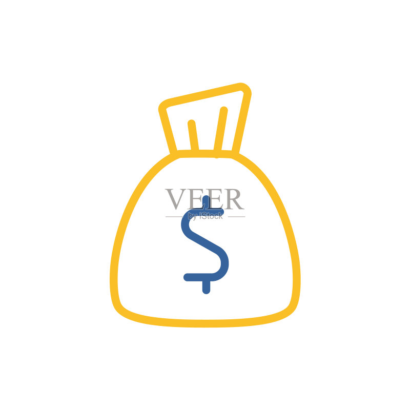 钱袋扁平轮廓图标金融符号图标素材