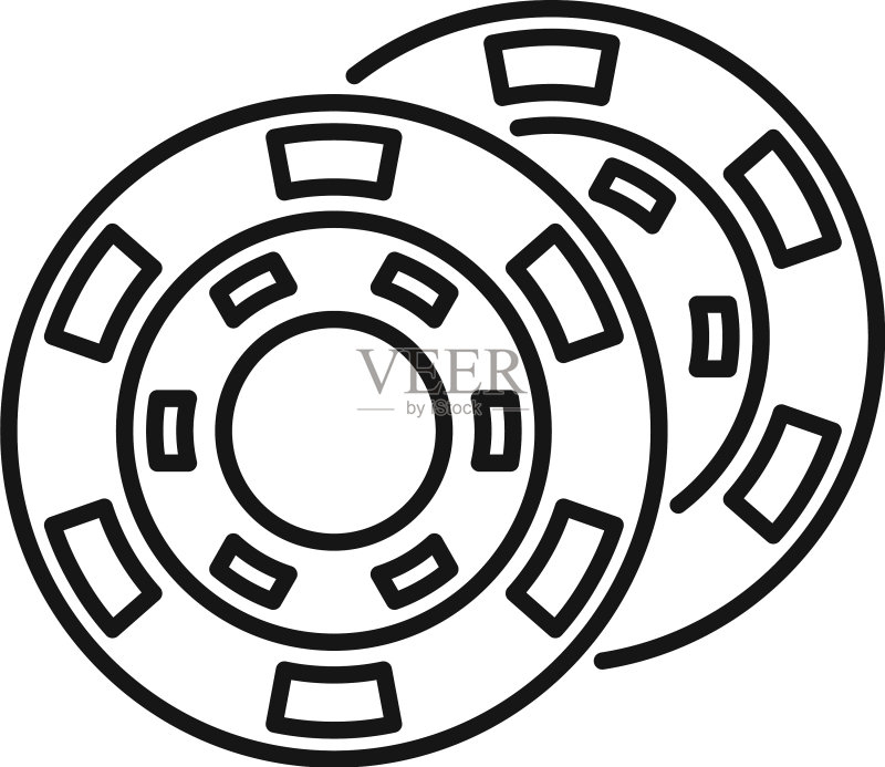 赌场筹码轮廓扑克游戏图标图标素材