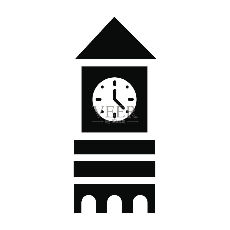 建筑：钟楼，历史建筑，地标，时间馆标志图标素材