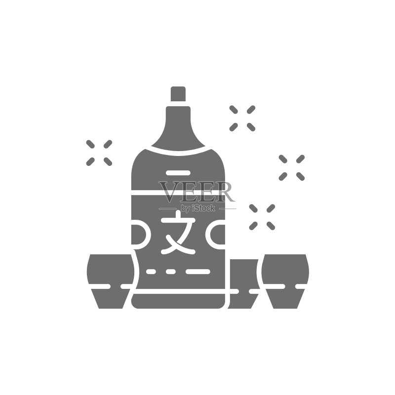 日式清酒灰色图标图标素材