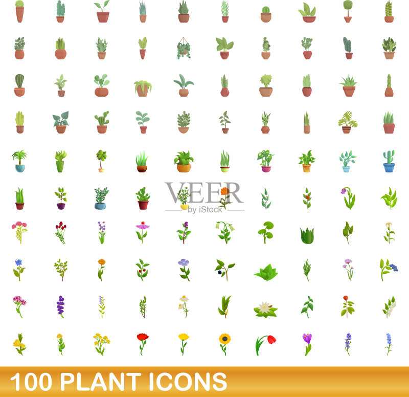 100个植物图标合集（卡通风格）图标素材