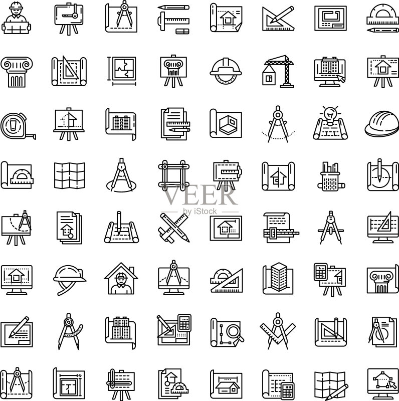 建筑师设备图标轮廓样式图标素材
