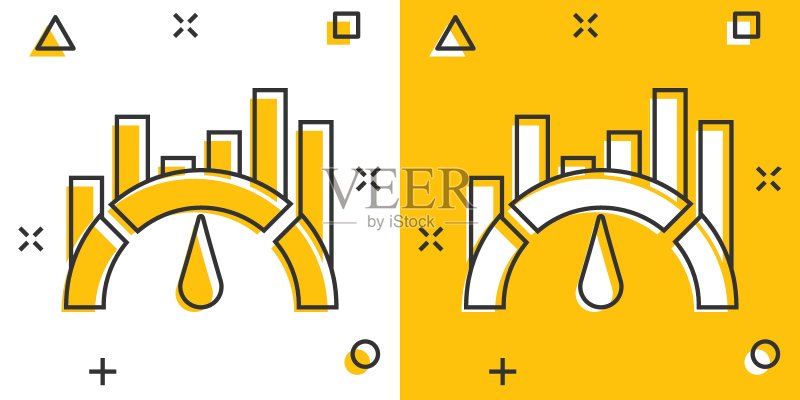 漫画风格的基准测量图标。仪表板评级矢量卡通插图，白色孤立背景。进度服务业务概念飞溅效果。图标素材