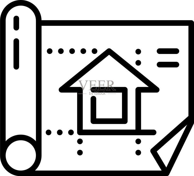 建筑房屋建造图标轮廓样式图标素材