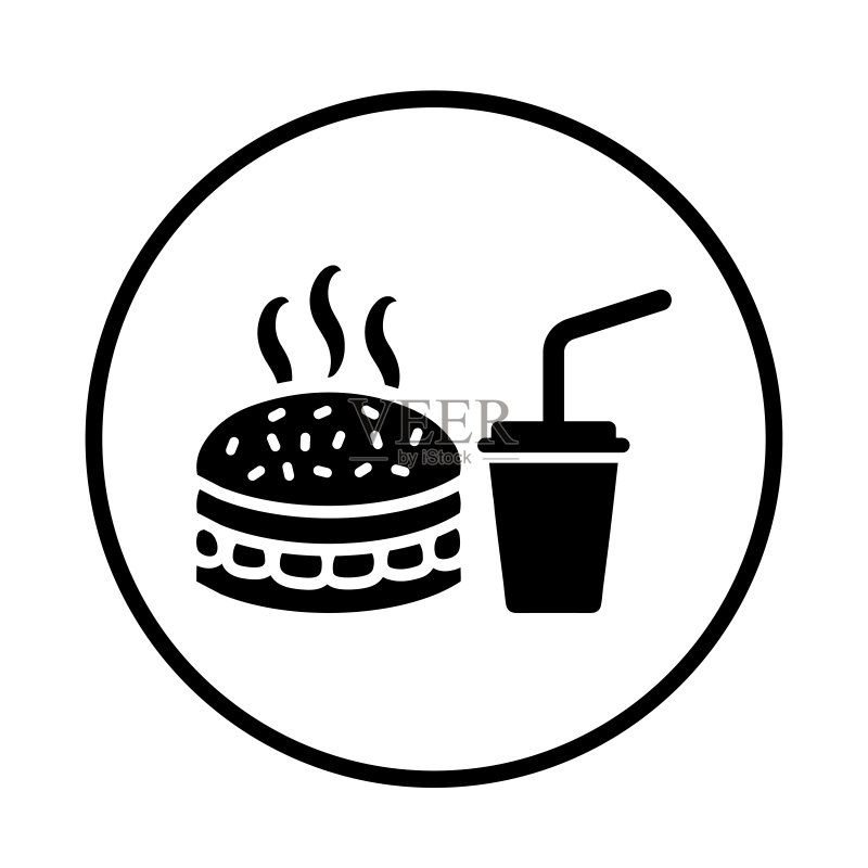 汉堡包快餐食品图标黑色版图标素材