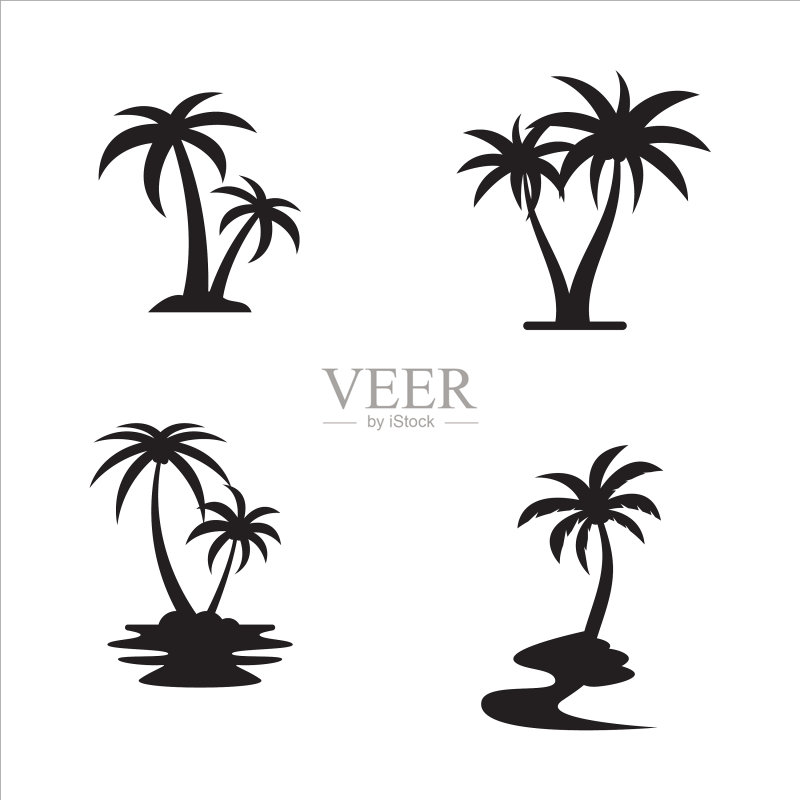 棕榈树夏季标志模板图标素材