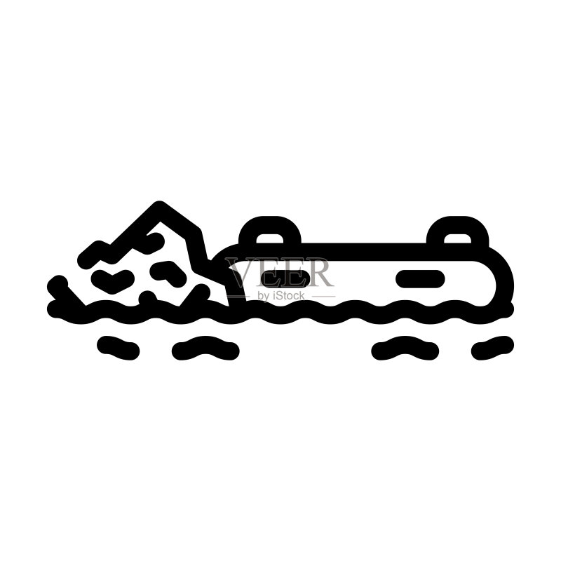 漂流水上运动线条图标矢量插画图标素材