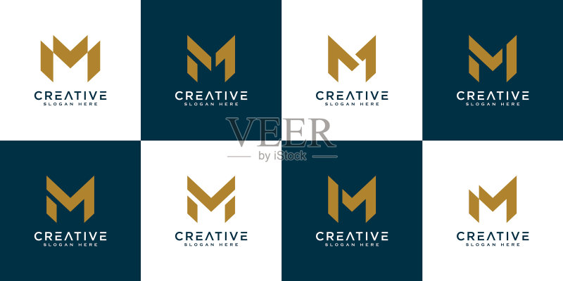 M首字母抽象logo设计图标素材