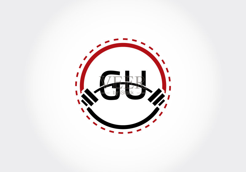 首字母GU字母杠铃举重设计图标素材