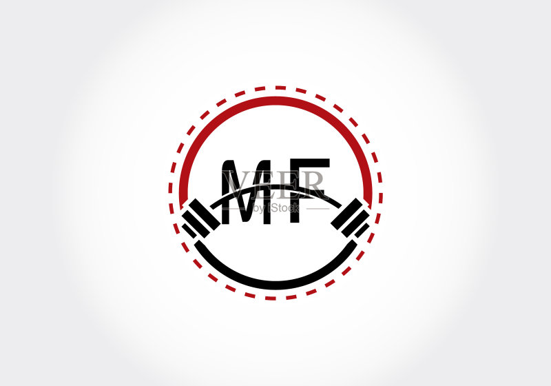 杠铃MF字母logo设计图标素材