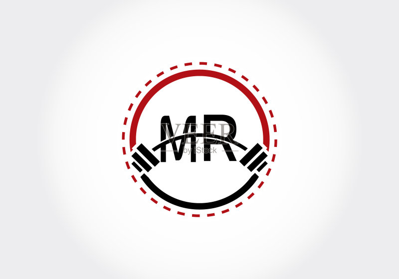 MR字母与杠铃 lifting 组合图标素材