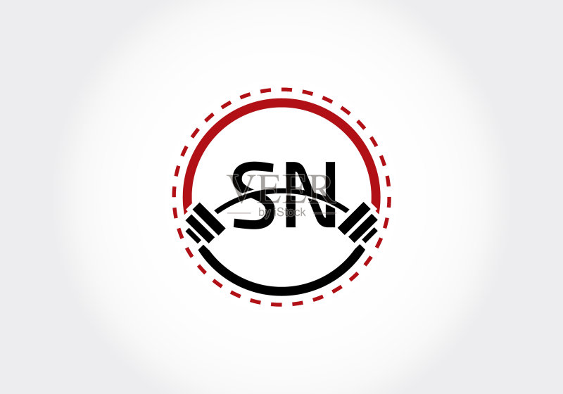 SN字母哑铃举重标志图标素材
