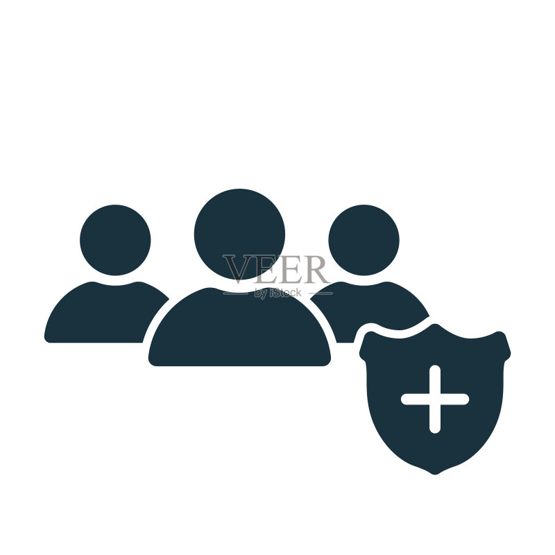 带有医疗防护罩轮廓的人群图标图标素材