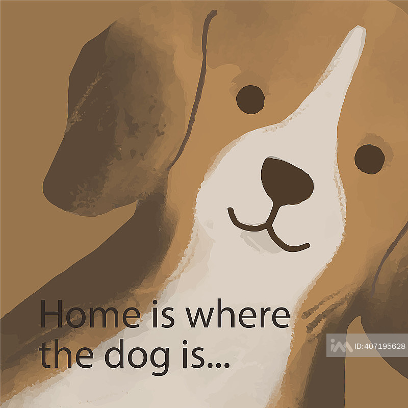 可爱的小猎犬模板狗社交媒体语录帖子插画图片素材