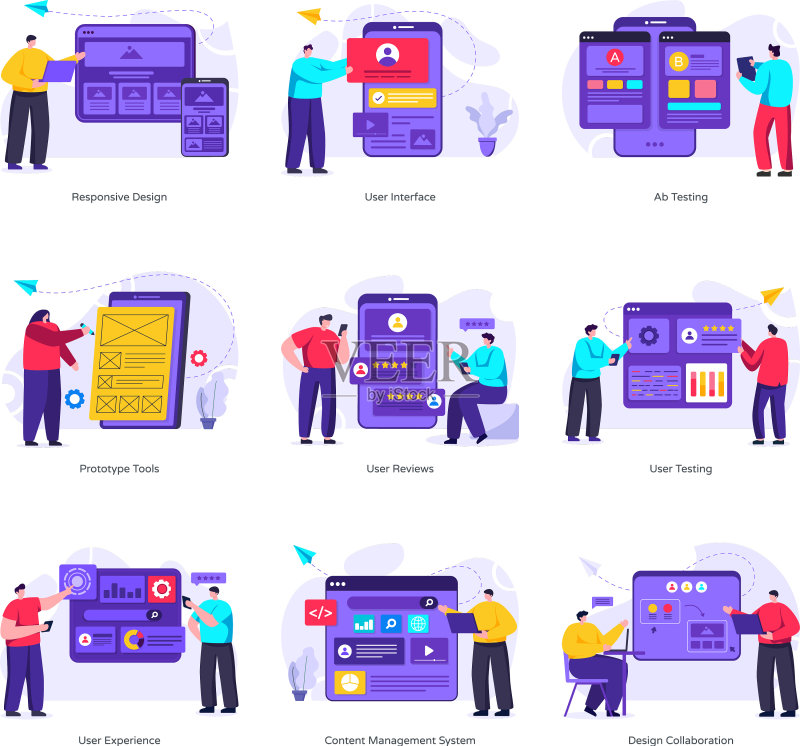 UI UX扁平化设计图标素材