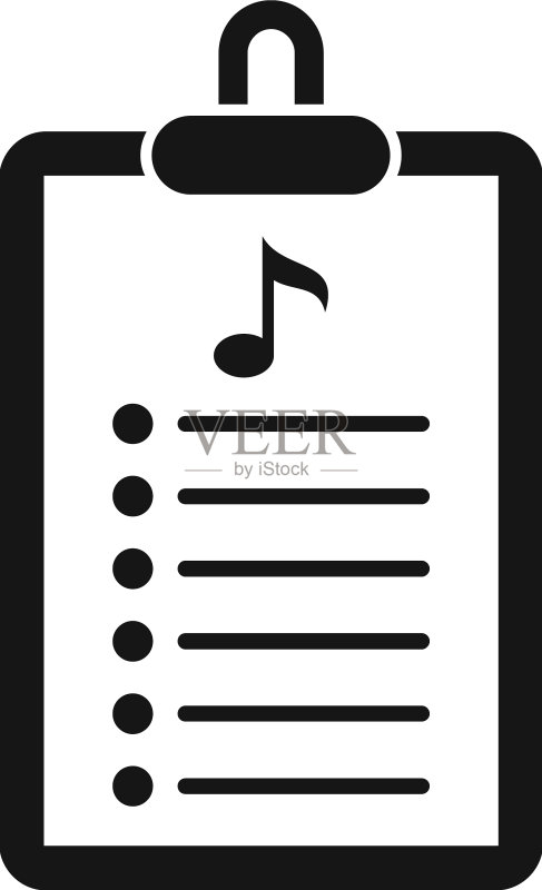 播放列表剪贴板图标简约音乐歌曲图标素材