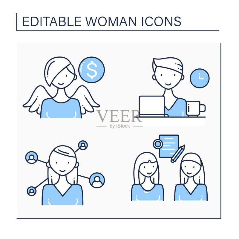 女人线条图标集图标素材
