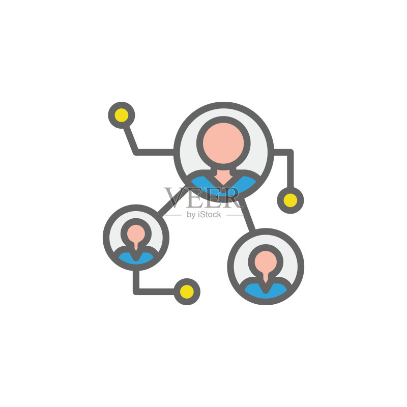 彩色商务连接轮廓图标：用于网页、Logo、移动应用、UI、UX的商业元素图标素材