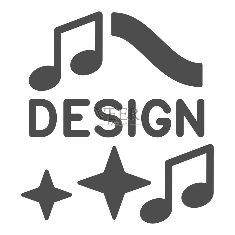 带有音符和星星的Logo设计图标素材