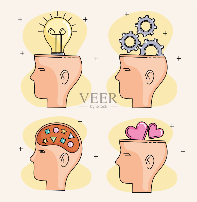 带有图标的思考头像图标素材
