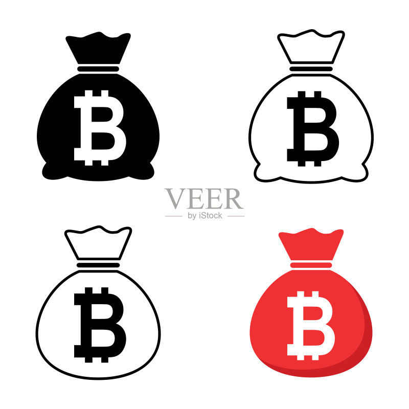 白色背景上的钱袋图标合集图标素材
