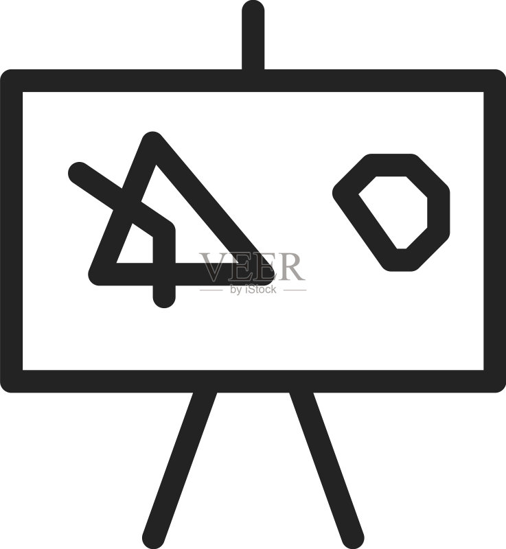 白色背景上的简约学校黑板图标素材
