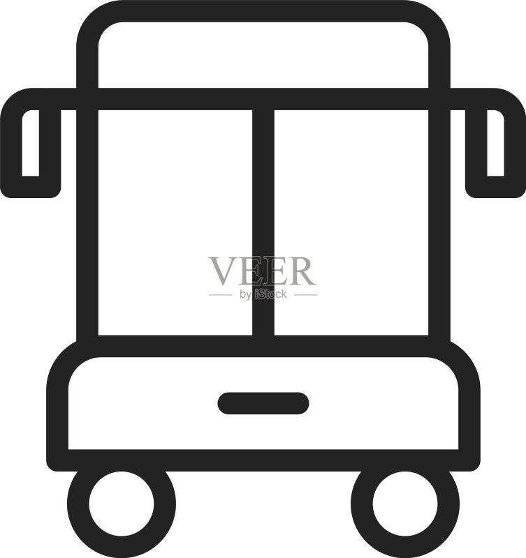 白色背景上的简约校车图标素材