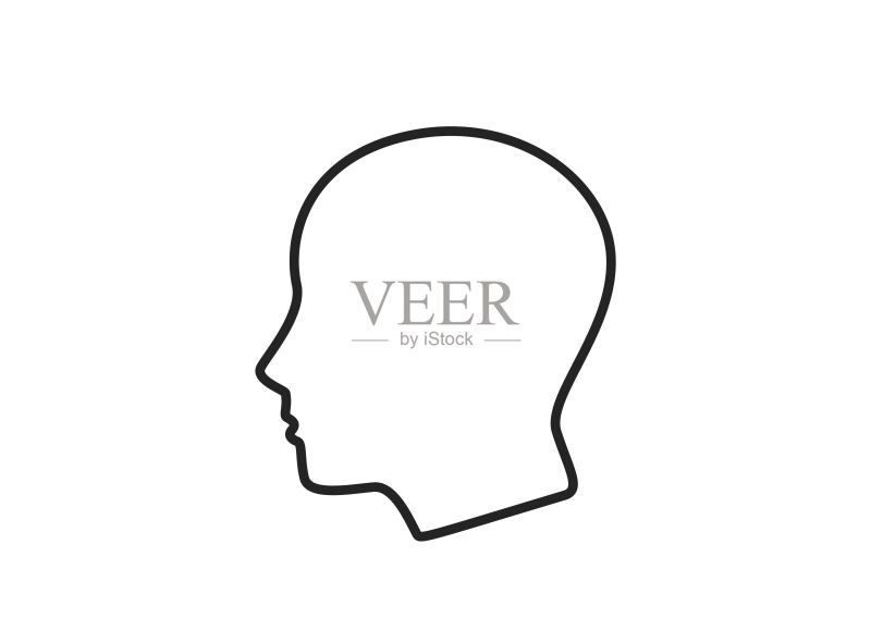 人头线条图标：简约风格人物标志，用于网页设计的信息图元素和符号图标素材