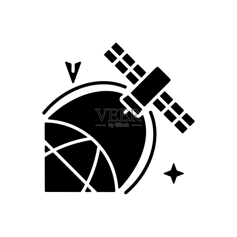黑色图标中的卫星定位图标素材