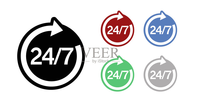 24/7图标或标志集图标素材